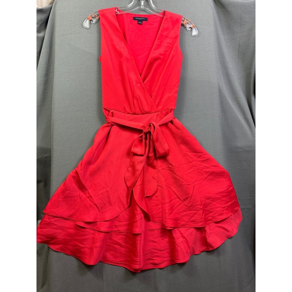 Banana Republic Red Sleeveless Wrap High-Low Ruffle Dress Size 2 Cocktail Party
